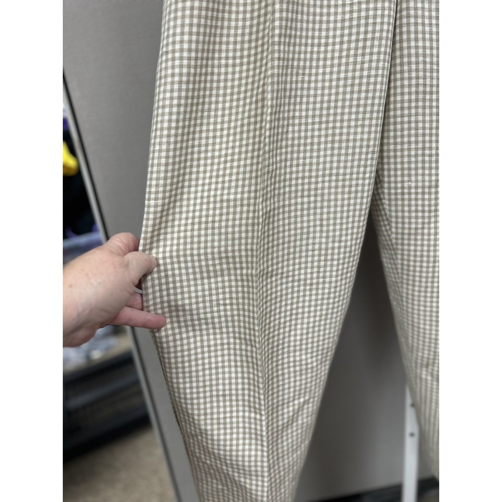VTG Giorgio Sant'Angelo Collectible Gold Plaid Linen Pants 8 Dark Acadia